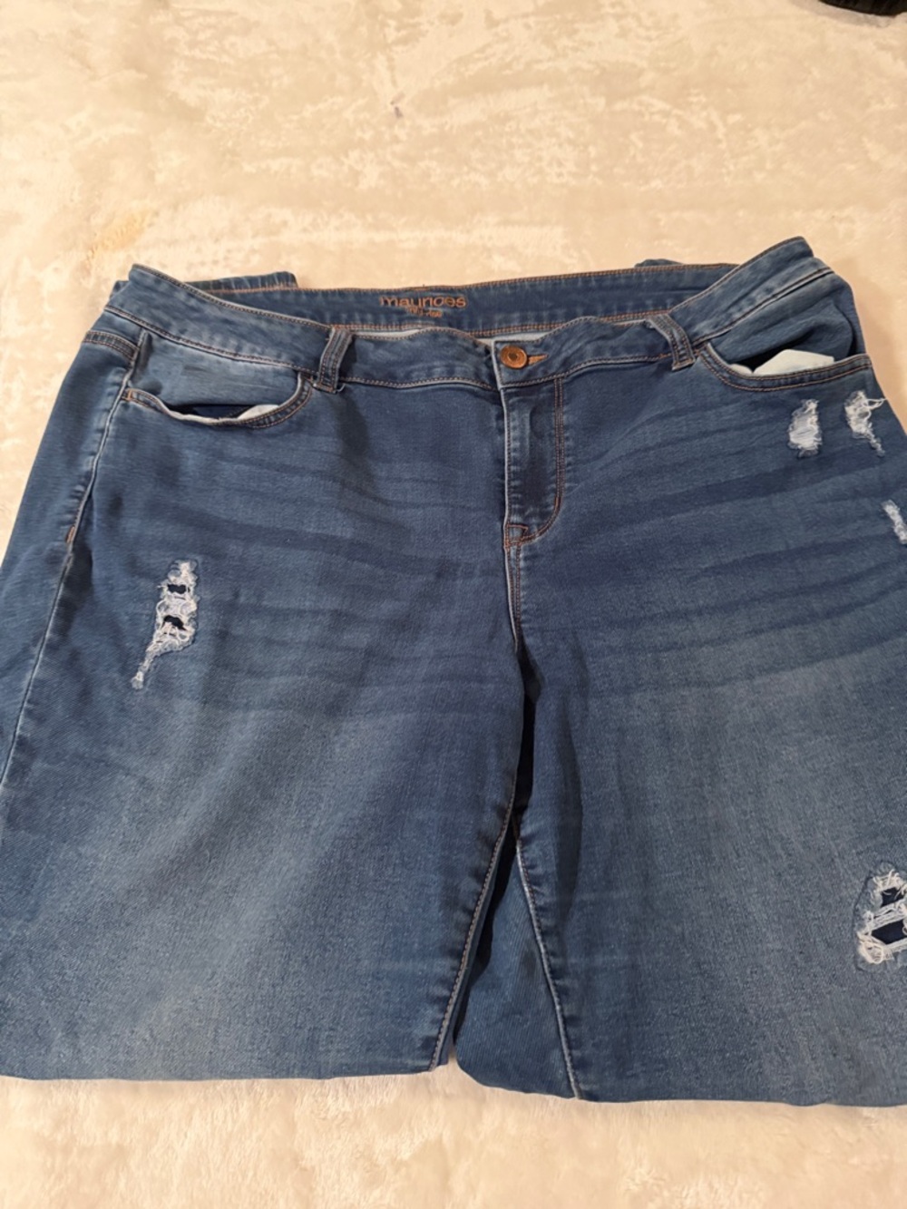 Maurices Women's Blue Ripped Skinny Jeans